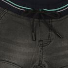 Boys' Black Jogger Fit Printed Jeans, काला, small