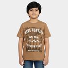Boys Brown Round Neck Casual Boys T-Shirt, भूरा, small