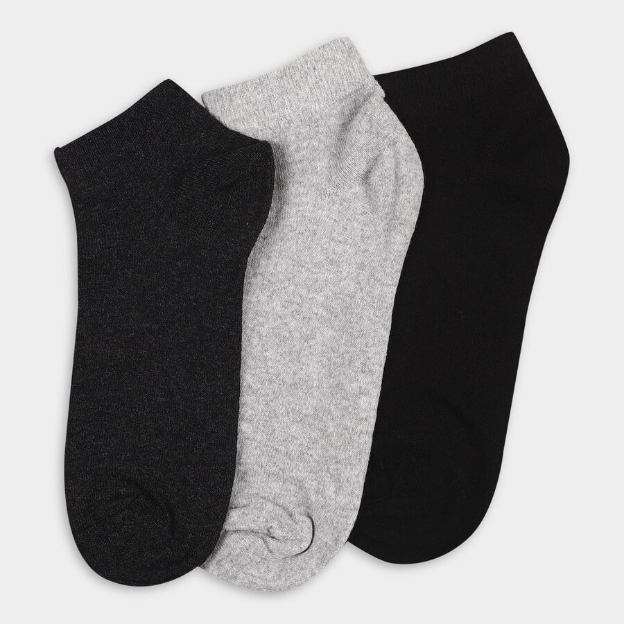 Men's Jet Black and Light Heather Grey Ankle Socks, चारकोल, large image number null