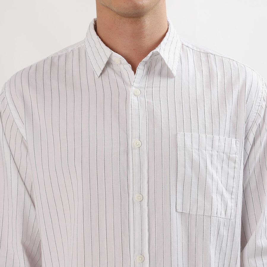 Men's Rich Eggshell White Cotton Classic Casual Shirt, White, large image number null
