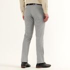 Men's Light Grey Slim Fit Flat-Front Trousers, Light Grey, small