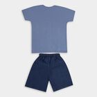 Boys' Light Blue Cotton Round Neck Printed Baba Suit, हल्का ग्रे, small image number null