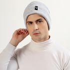 Men's Light Grey Logo Patch Winter Cap, Melange Light Grey, small image number null