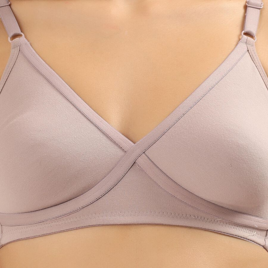 Women's Soft Beige V-Neck Classic Bra, Brown, large image number null