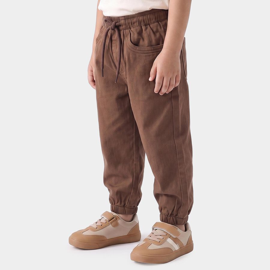 Girls Brown Jogger Fit Drawstring Jeans, Brown, large