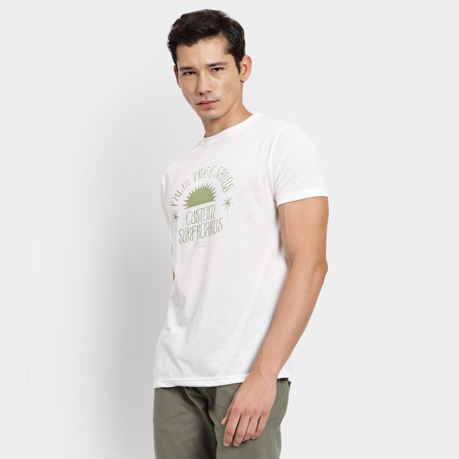 Men's Round Neck Half Sleeves T-Shirt, White, large image number null