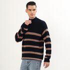 Men's Deep Midnight Navy Blue Half-Zip Casual Pullover, नेवी ब्लू, small image number null