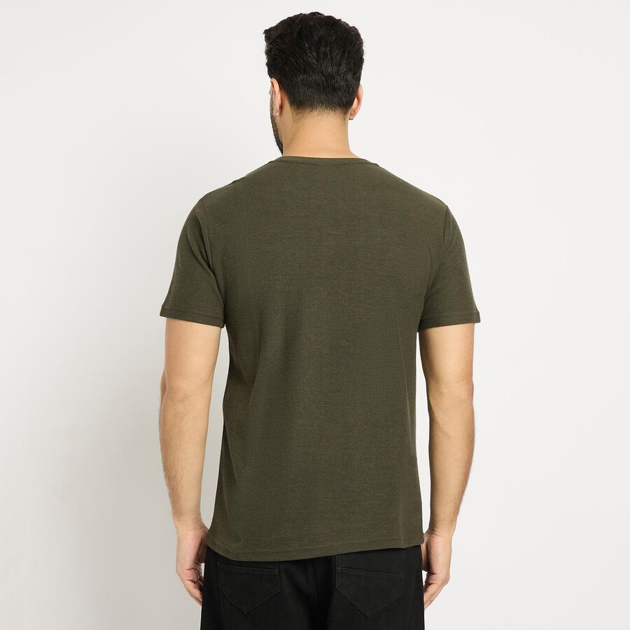 Men's Round Neck Half Sleeves T-Shirt , Dark Green, large image number null