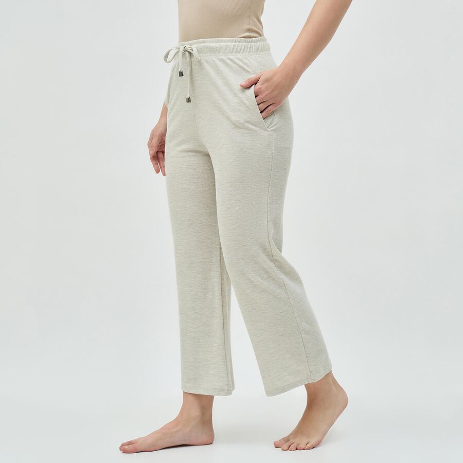 Women's Light Beige Elastic Waist Cotton Blend Pyjama, हल्का ग्रे, large