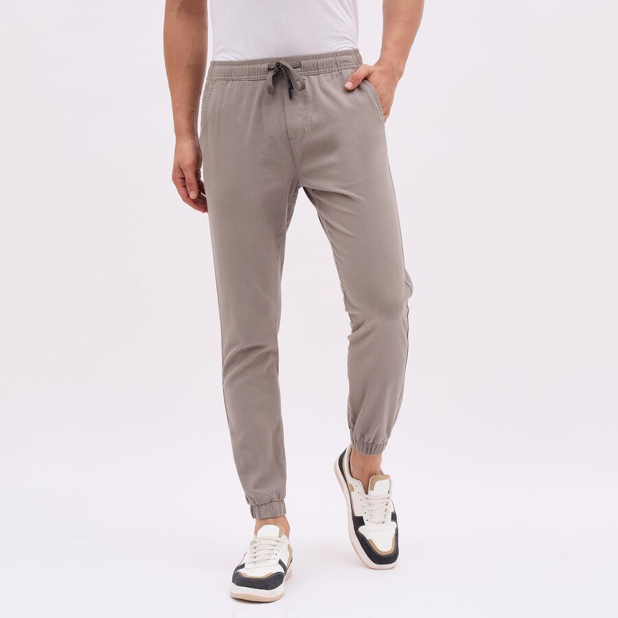 Men's Grey Slim Fit Jogger Trousers, Light Grey, large image number null