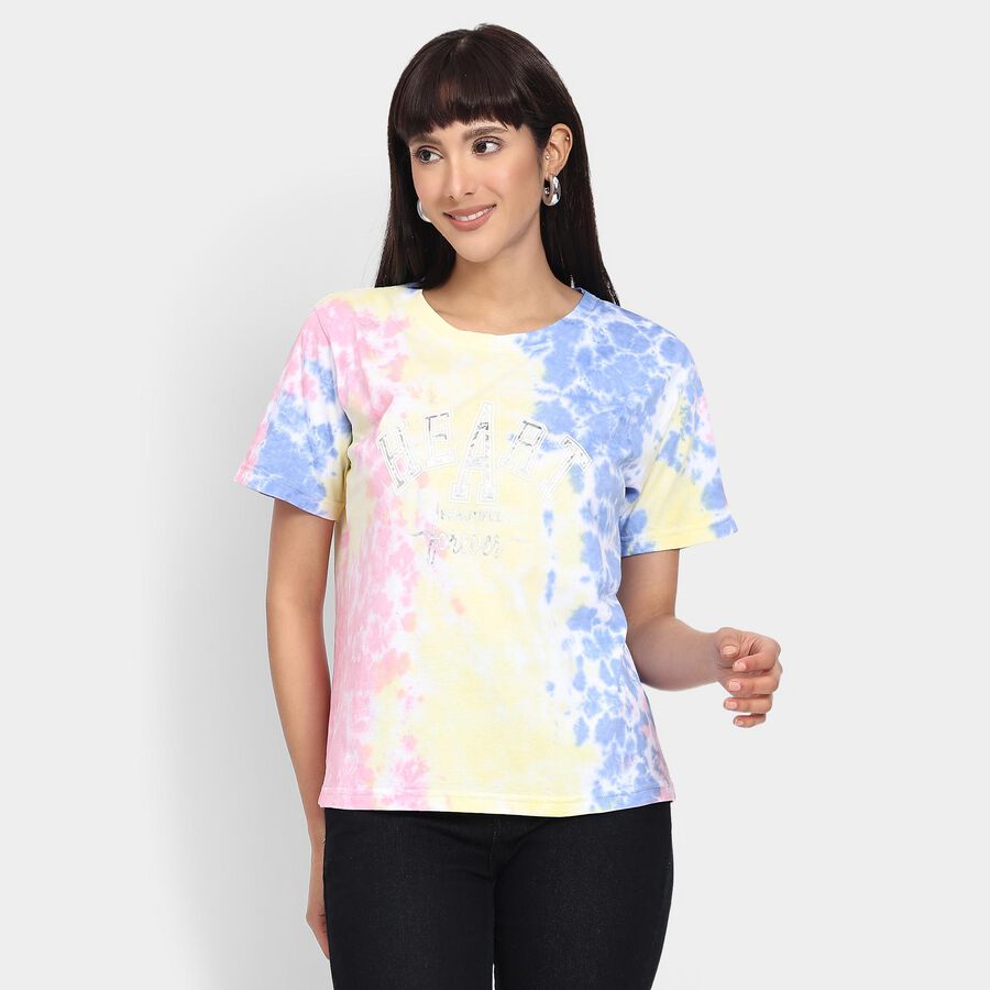Ladies' 100% Cotton Round Neck T-Shirt , Pink, large image number null