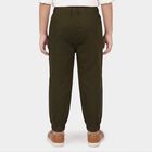Boys' Olive Green Regular Fit Drawstring Jogger Trousers, ओलिव, small