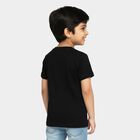 Boys Jet Black Crew Neck Casual T-Shirt, काला, small image number null
