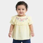Infants Yellow Round Neck Casual Top, Yellow, small