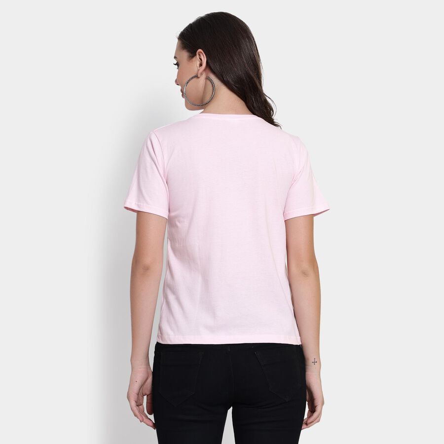 Ladies' 100% Cotton Round Neck T-Shirt , हल्का गुलाबी, large image number null