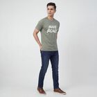Men's Mint Green Round Neck Casual T-Shirt, Light Green, small