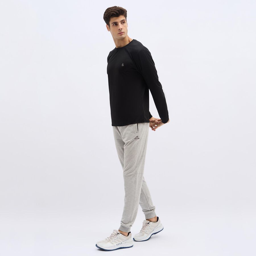 Men's Jet Black Crew Neck Casual T-Shirt, काला, large image number null
