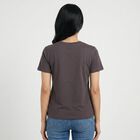 Women Dark Grey Round Neck Regular T-Shirt, Dark Grey, small