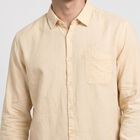 Men's Peach Cotton Regular Collar Shirt, पीच, small