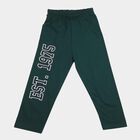 Boys' Dark Green Regular Fit Solid Cotton Blend Pyjama, Dark Green, small
