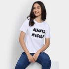 Ladies' 100% Cotton Round Neck T-Shirt, सफ़ेद, small image number null