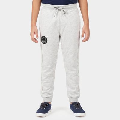 Boys Ecru Melange Jogger Fit Logo Print Pyjama