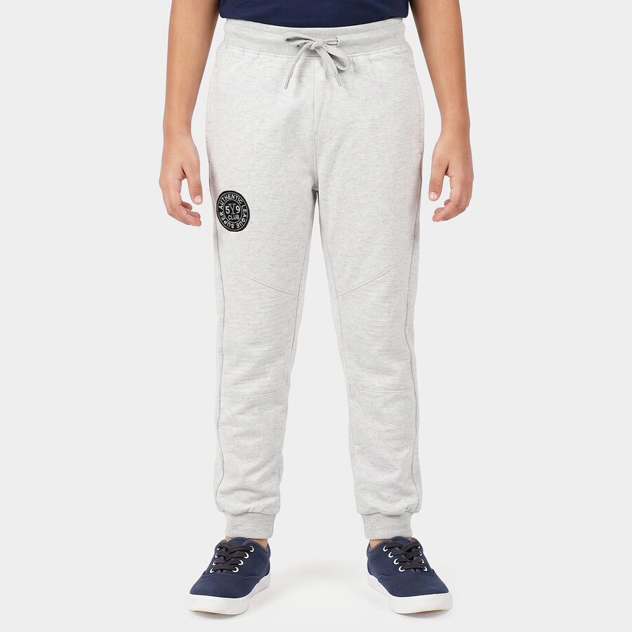 Boys Ecru Melange Jogger Fit Logo Print Pyjama, Ecru Melange, large