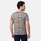Men's Grey Round Neck Graphic Print Regular T-Shirt, हल्का ग्रे, small