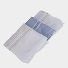 Men's Mid Blue Checked and Striped Pack of 3 Handkerchief, मध्यम नीला, small