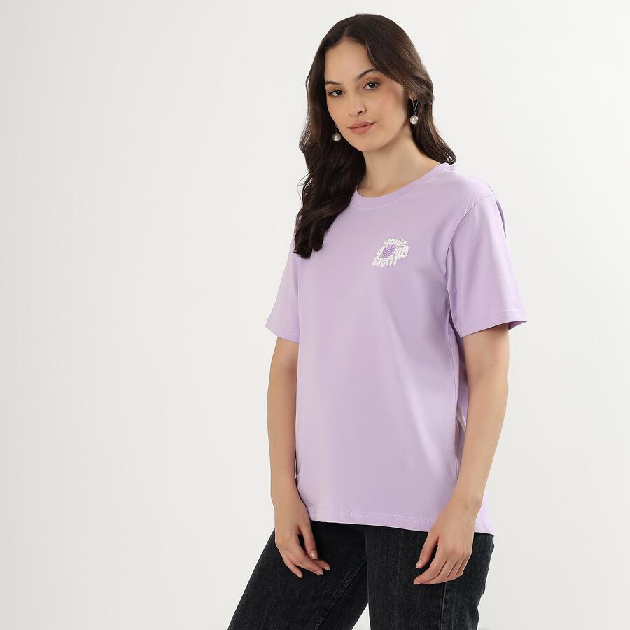 Ladies' 100% Cotton Round Neck T-Shirt, Lilac, large image number null