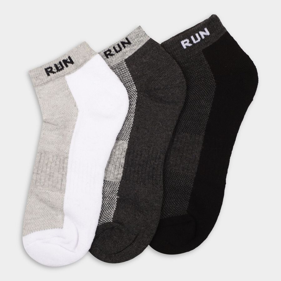 Men's Socks (Pack of 3), काला, large