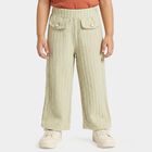 Girls' Mint Green Wide Leg Textured Trousers, हल्का हरा, small