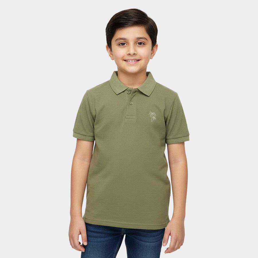 Boys' Half Sleeves T-Shirt, हल्का हरा, large