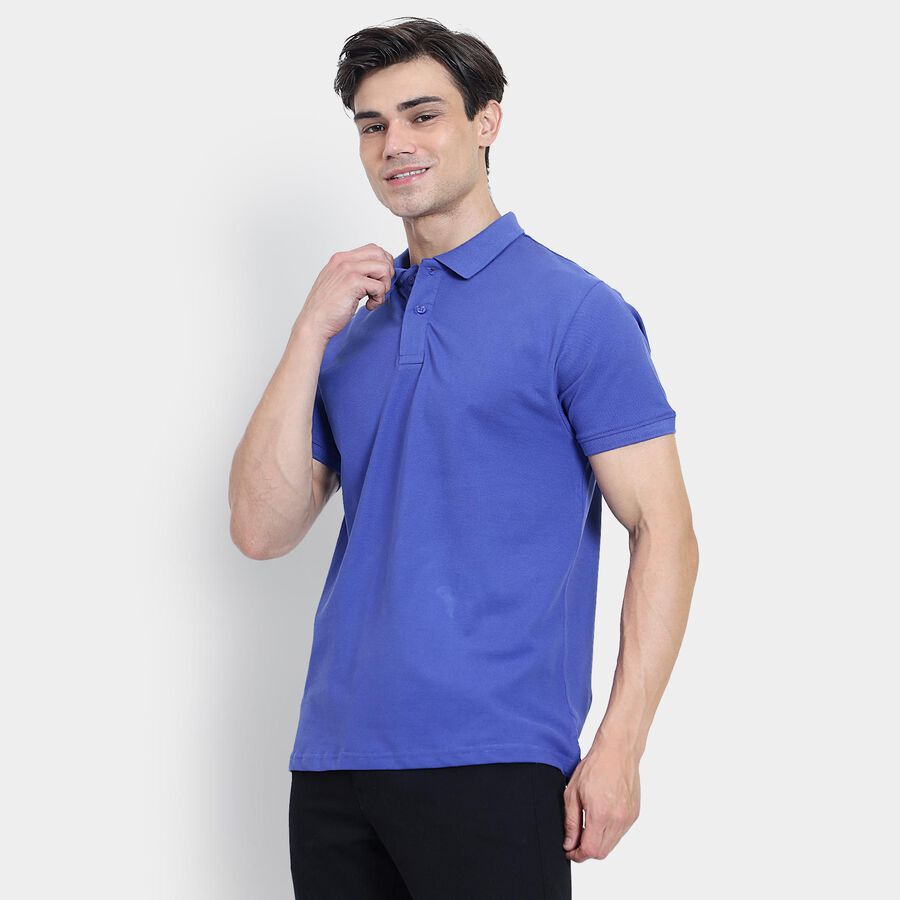 Men's Collared Half Sleeves T-Shirt , Dark Blue, large image number null