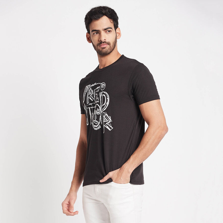 Round Neck T-Shirt, Black, large image number null
