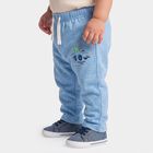 Infants Light Blue Straight Fit Graphic Printed Cotton Pyjama, Mid Blue, small