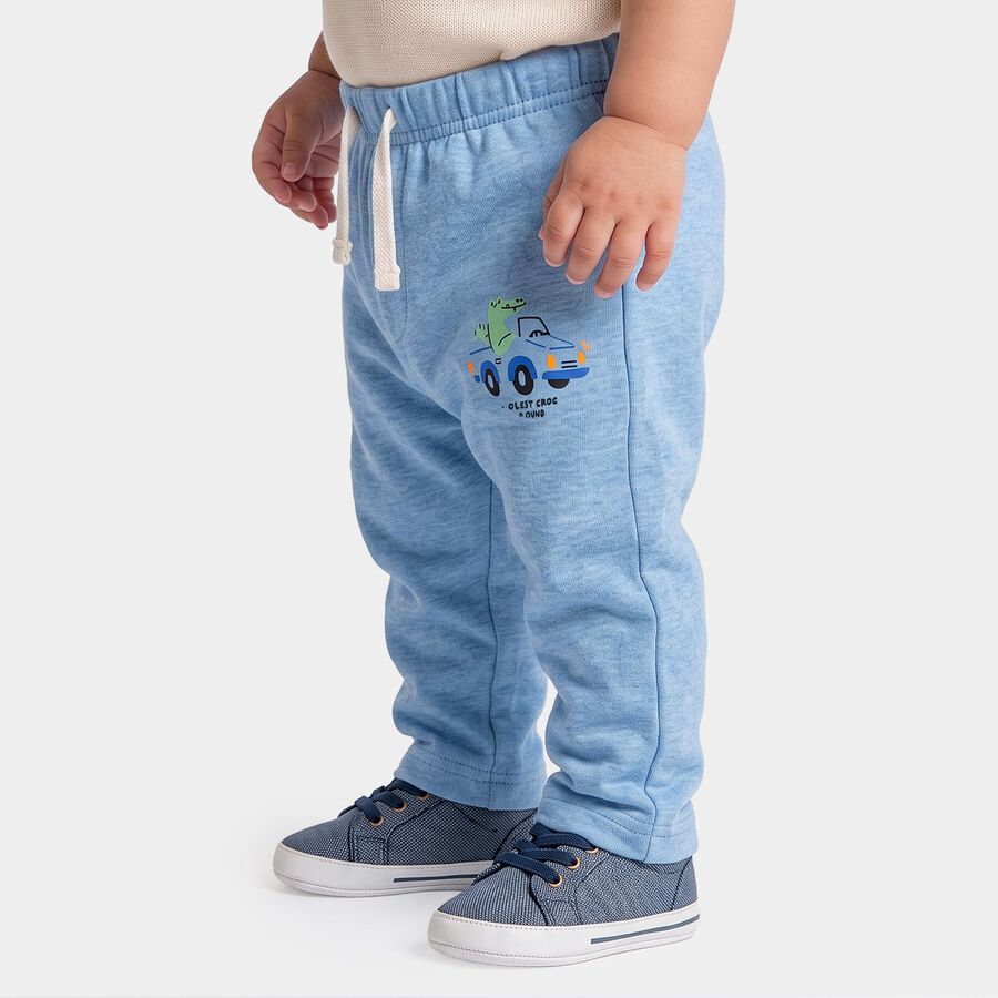 Infants Light Blue Straight Fit Graphic Printed Cotton Pyjama, Mid Blue, large