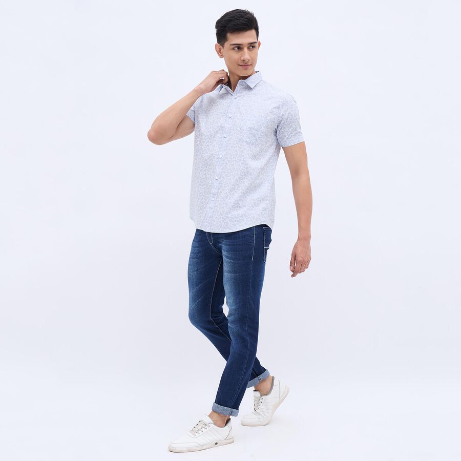 Men's Light Blue Cotton Regular Collar Casual Shirt, Light Blue, large image number null