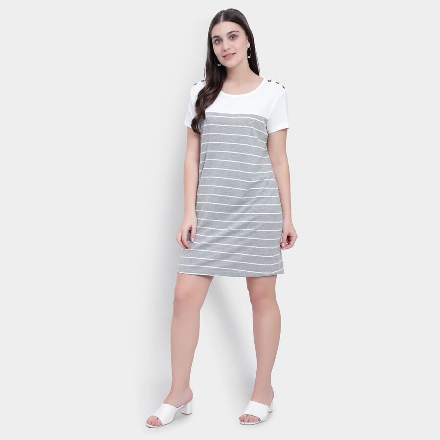Stripes Dress, Melange Mid Grey, large image number null