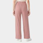 Ladies Pink Relaxed Fit Ribbed Harem Pants, Pink, small