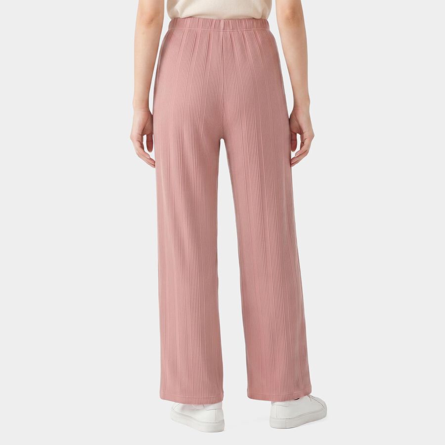 Ladies Pink Relaxed Fit Ribbed Harem Pants, Pink, large