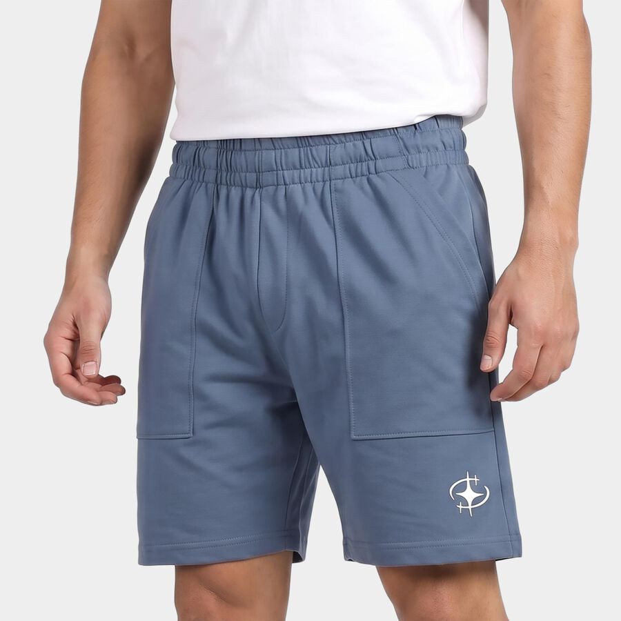 Men's Blue Regular Fit Athletic Bermuda Shorts, गहरा नीला, large