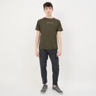 Men's Olive Crew Neck Athleisure T-Shirt, ओलिव, small