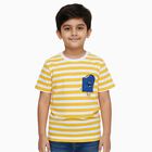 Boys Bright Yellow Cotton Round Neck Casual Half Sleeve T-Shirt, Yellow, small