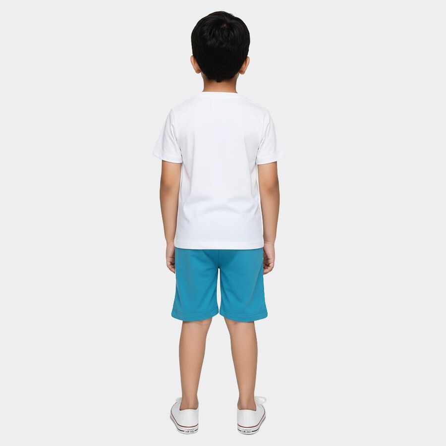 Boys White 100% Cotton Round Neck Skater's Club Graphic Printed Baba Suit, White, large