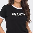 Women's Black Cotton Round Neck Regular T-Shirt, Black, small