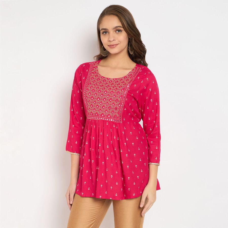 Ladies' Kurti, रानी (फ्यूशिया), large image number null
