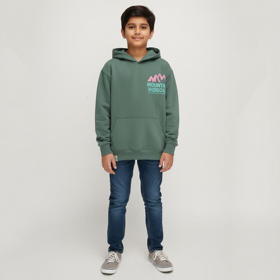 Boys' Sweatshirt, गहरा हरा, large image number null