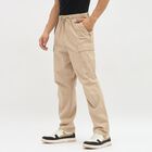 Men's Muted Beige Slim Fit Cargo Trousers, Beige, small image number null