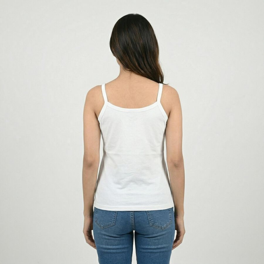 Women's White Cotton Sleeveless Minimalist Slip, सफ़ेद, large